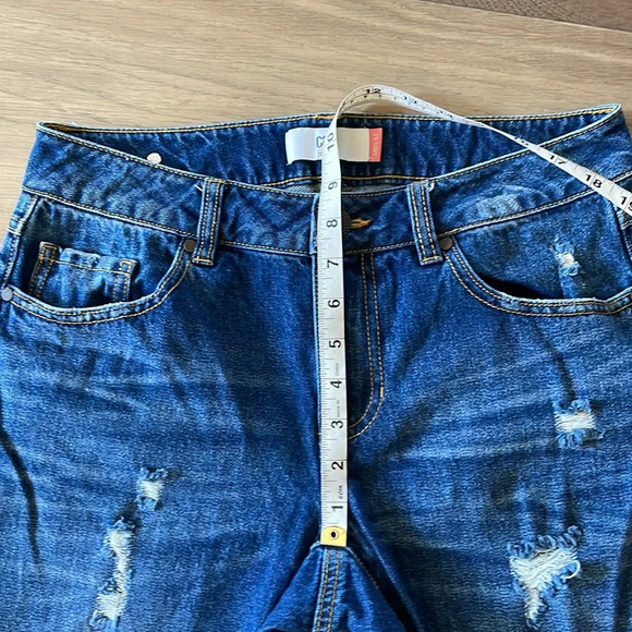 Cabi Size 2 #4152 100% bf Boyfriend Jeans Distressed Ankle Length Crop Blue - Picture 9 of 14